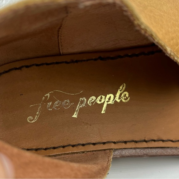 Free People Mont Blanc D'Orsay Sandal Women Size 37.5 US 7 Tan Leather Flat - Picture 7 of 9